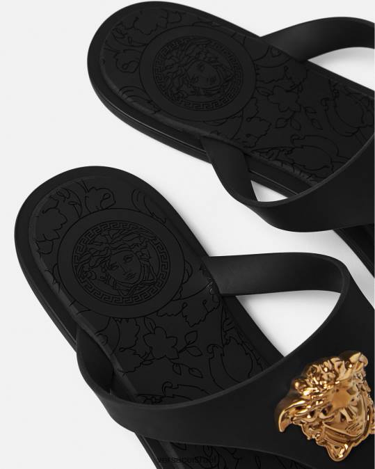 נשים Versace שָׁחוֹר סנדלי מדוזה נַעַל N8T2453