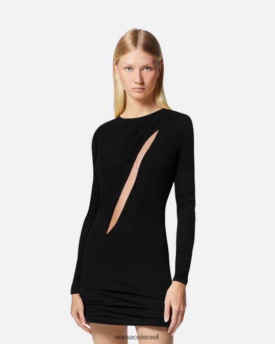 נשים Versace שָׁחוֹר שמלת מיני חתוכה הַלבָּשָׁה N8T245