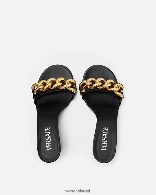 נשים Versace שָׁחוֹר סנדלי אמצע עקב שרשרת נַעַל N8T2461