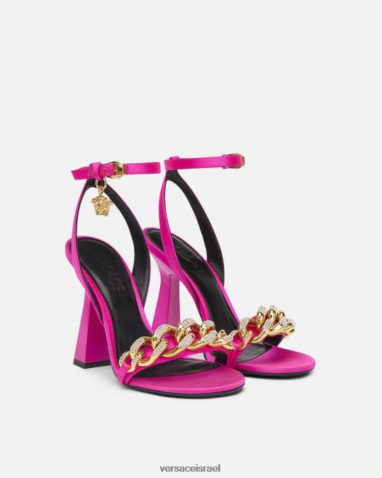 נשים Versace ורוד פוקסיה סנדלי עקב בשרשרת מדוזה נַעַל N8T2462