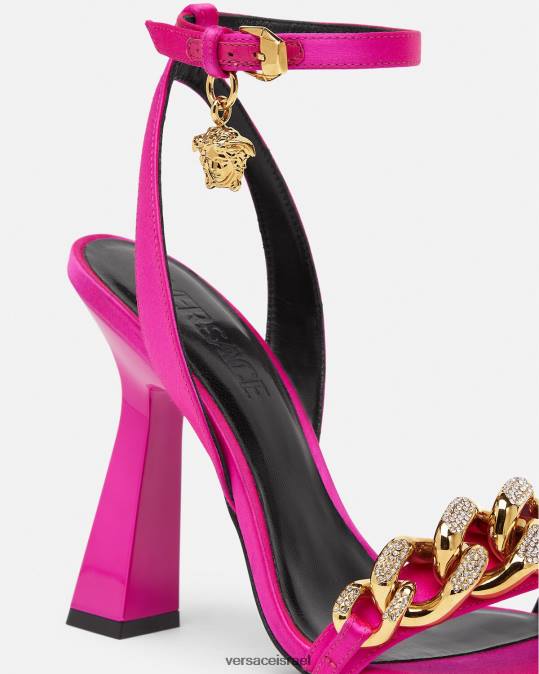 נשים Versace ורוד פוקסיה סנדלי עקב בשרשרת מדוזה נַעַל N8T2462