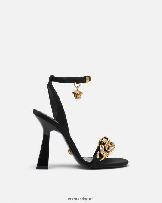 נשים Versace שָׁחוֹר סנדלי עקב בשרשרת מדוזה נַעַל N8T2463