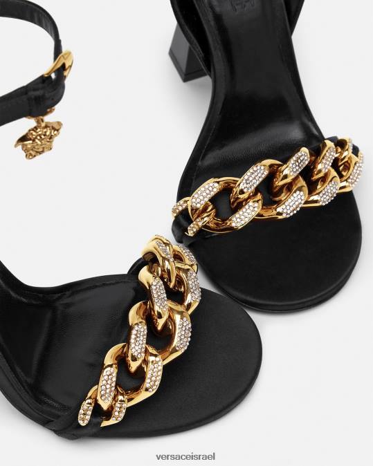 נשים Versace שָׁחוֹר סנדלי עקב בשרשרת מדוזה נַעַל N8T2463