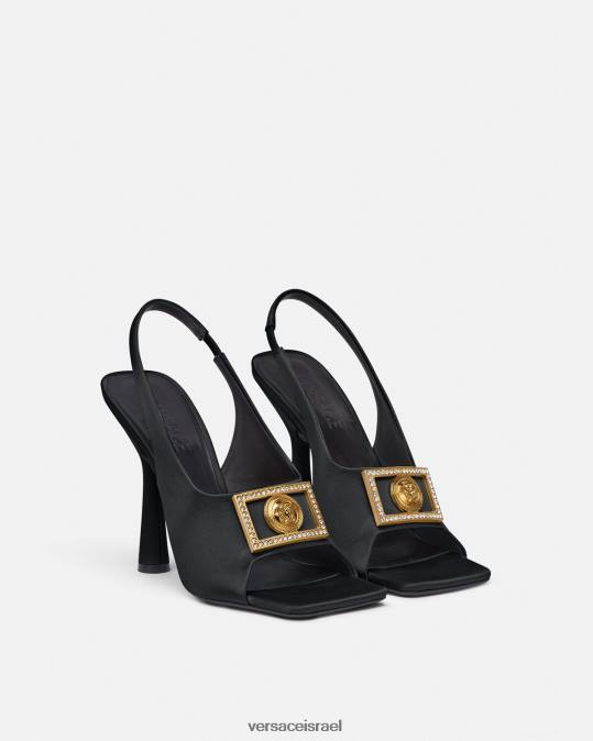 נשים Versace שָׁחוֹר סנדלי מדוזה קריסטל נַעַל N8T2465