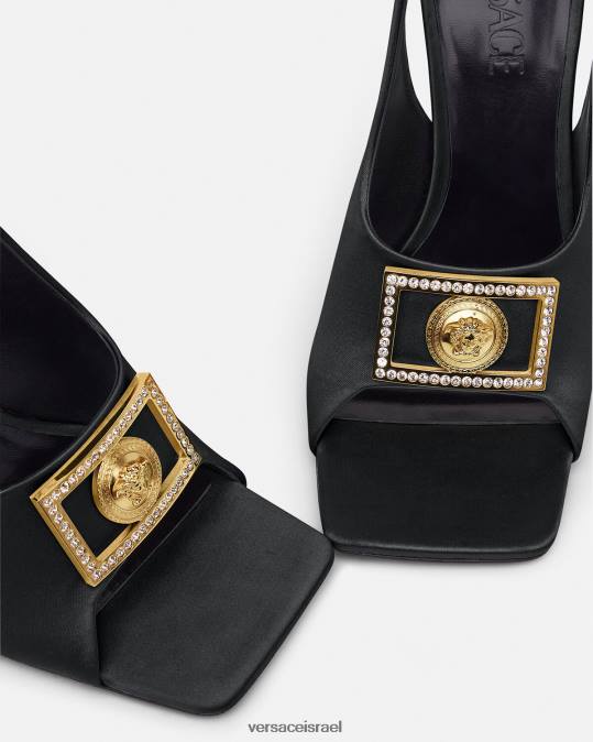 נשים Versace שָׁחוֹר סנדלי מדוזה קריסטל נַעַל N8T2465