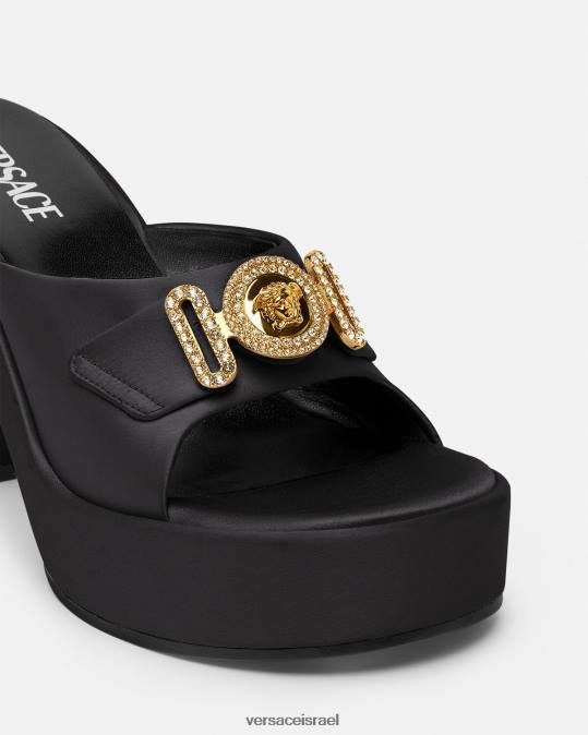 נשים Versace שָׁחוֹר פרדות קריסטל מדוזה ביגי נַעַל N8T2469