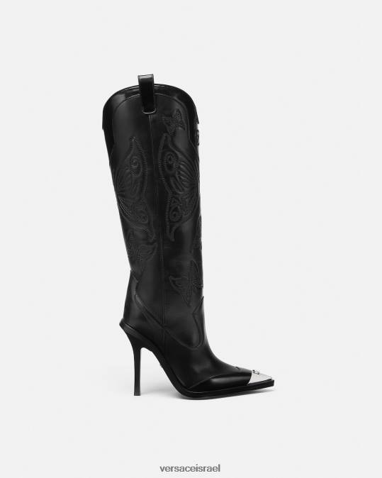 נשים Versace שָׁחוֹר מגפיים של פרפרים בגובה הברך נַעַל N8T2473