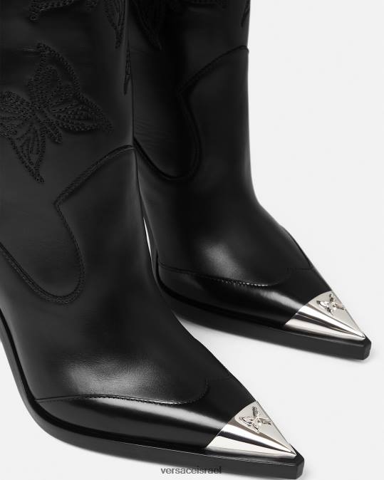נשים Versace שָׁחוֹר מגפיים של פרפרים בגובה הברך נַעַל N8T2473