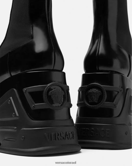 נשים Versace שָׁחוֹר מגפי פלטפורמת ההמנון של מדוזה נַעַל N8T2474