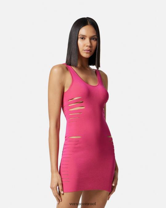 נשים Versace וָרוֹד שמלת מיני סריג חתוכה הַלבָּשָׁה N8T247