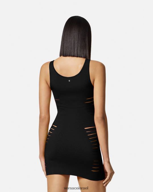 נשים Versace שָׁחוֹר שמלת מיני סריג חתוכה הַלבָּשָׁה N8T248