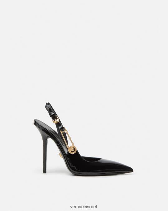 נשים Versace שָׁחוֹר סיכת ביטחון משאבות עור פטנט נַעַל N8T2490