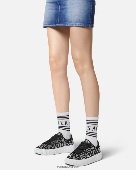 נשים Versace שָׁחוֹר נעלי ספורט של גרקה קריסטל נַעַל N8T2498