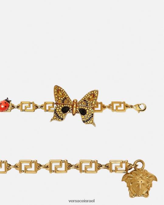 נשים Versace זהב חגורת שרשרת גרקה פרפרי קריסטל אביזרים N8T2513