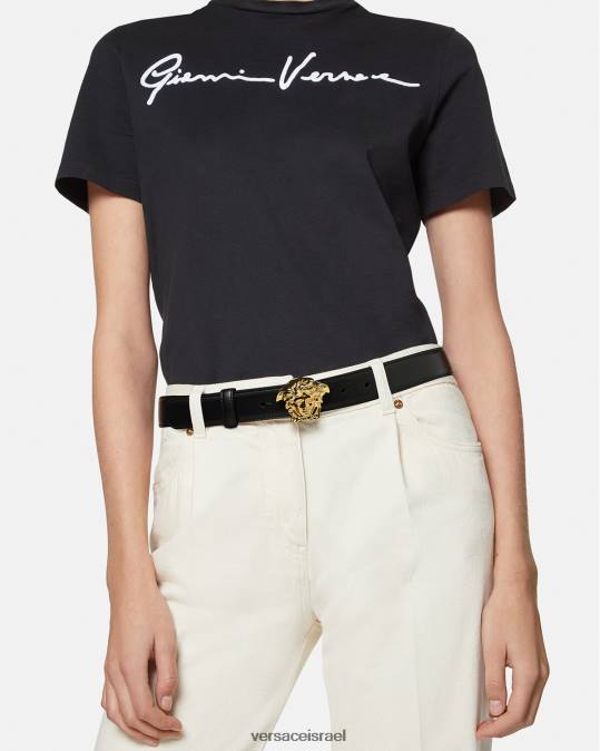 נשים Versace שָׁחוֹר חגורת עור לה מדוזה אביזרים N8T2528
