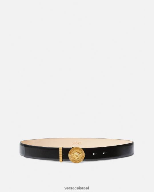 נשים Versace שָׁחוֹר חגורת עור מדוזה ביגי אביזרים N8T2531