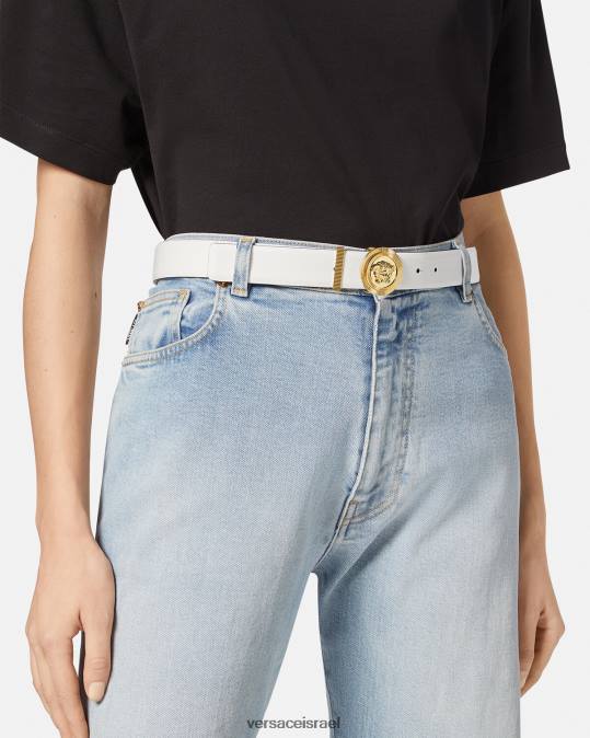 נשים Versace לבן חגורת עור מדוזה ביגי אביזרים N8T2532