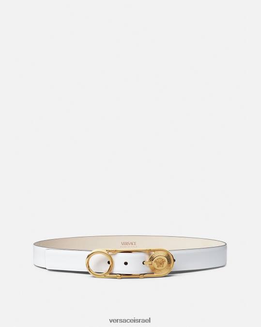 נשים Versace לבן חגורת עור עם סיכת ביטחון אביזרים N8T2537