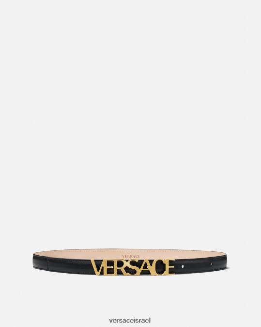 נשים Versace שָׁחוֹר חגורת עור דקה לוגו אביזרים N8T2538