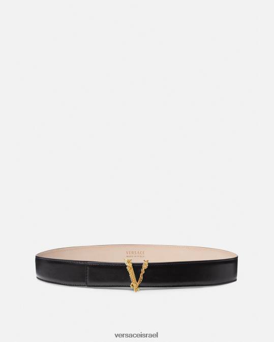 נשים Versace שָׁחוֹר חגורת עור וירטוס אביזרים N8T2539