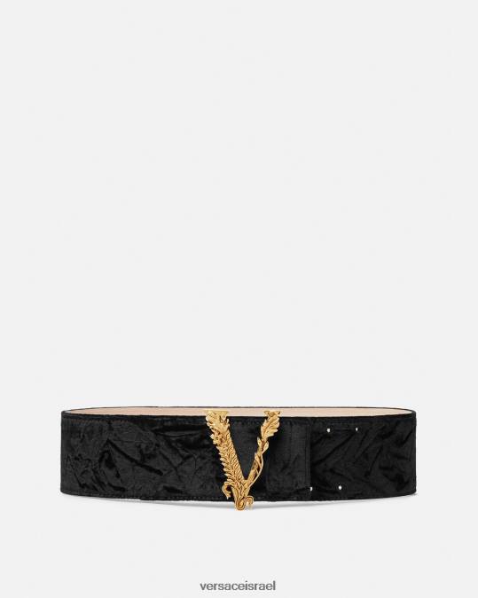 נשים Versace שָׁחוֹר חגורת קטיפה רחבה וירטוס אביזרים N8T2553