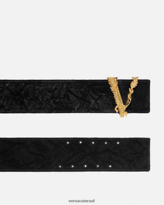 נשים Versace שָׁחוֹר חגורת קטיפה רחבה וירטוס אביזרים N8T2553
