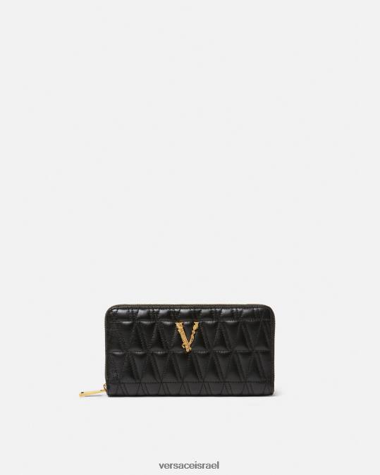 נשים Versace שָׁחוֹר ארנק וירטוס קונטיננטל אביזרים N8T2576