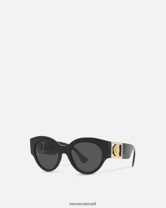 נשים Versace שָׁחוֹר משקפי שמש מבריק מדוזה קריסטל אביזרים N8T2627