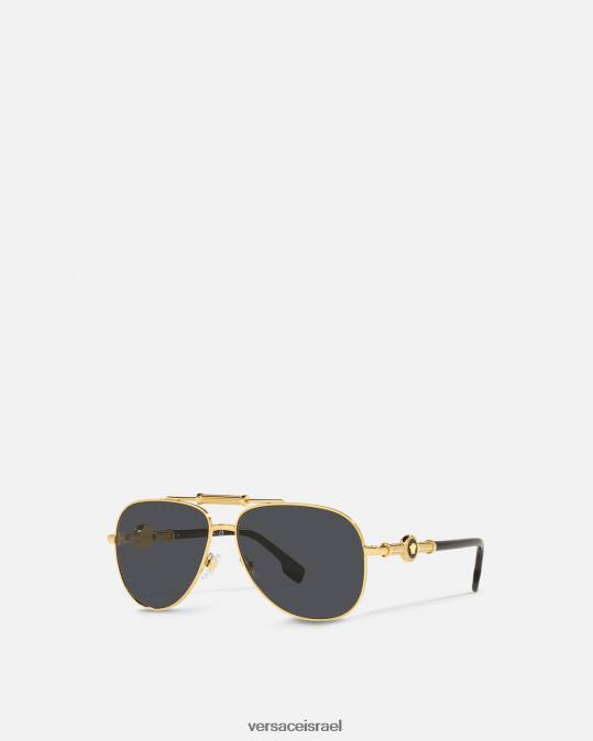 נשים Versace זהב שחור משקפי שמש מדוזה פוליס אביזרים N8T2659