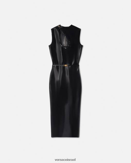 נשים Versace שָׁחוֹר שמלת מדוזה ביג'י בגזרת לטקס הַלבָּשָׁה N8T266