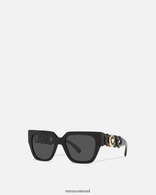 נשים Versace שָׁחוֹר משקפי שמש שרשרת מדוזה אביזרים N8T2661
