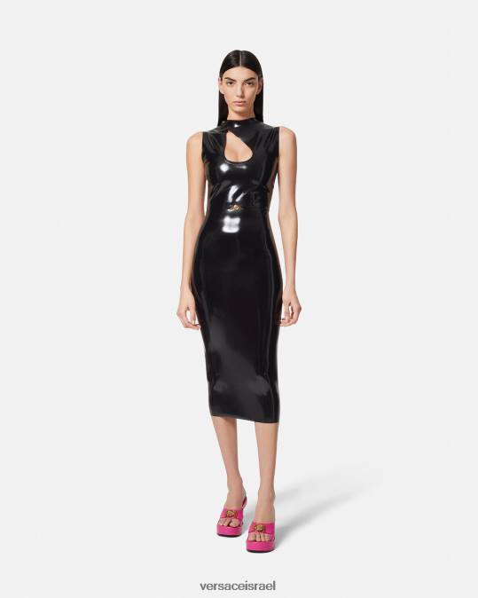 נשים Versace שָׁחוֹר שמלת מדוזה ביג'י בגזרת לטקס הַלבָּשָׁה N8T266
