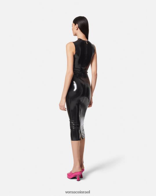 נשים Versace שָׁחוֹר שמלת מדוזה ביג'י בגזרת לטקס הַלבָּשָׁה N8T266