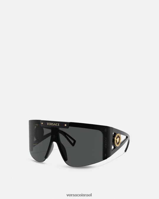 נשים Versace שָׁחוֹר משקפי שמש מגן מדוזה אייקון אביזרים N8T2670