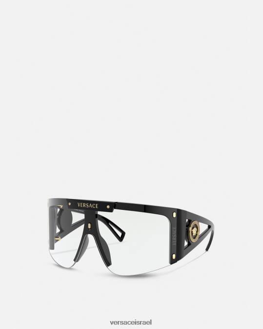 נשים Versace שָׁחוֹר משקפי שמש מגן מדוזה אייקון אביזרים N8T2670