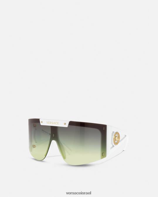 נשים Versace לבן שחור משקפי שמש מגן מדוזה אייקון אביזרים N8T2671