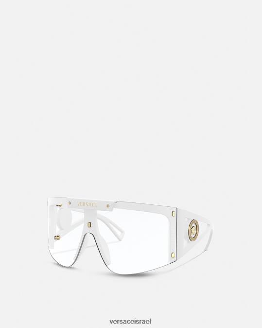 נשים Versace לבן שחור משקפי שמש מגן מדוזה אייקון אביזרים N8T2671