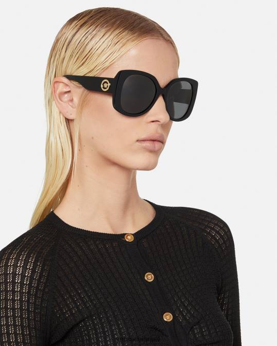 נשים Versace שָׁחוֹר משקפי שמש בריבוע של סמל מדוזה אביזרים N8T2672