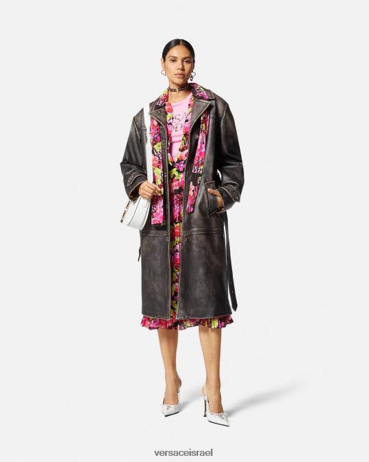 נשים Versace שחור & הדפס שמלת חולצת מידי סחלב לוגו הַלבָּשָׁה N8T268