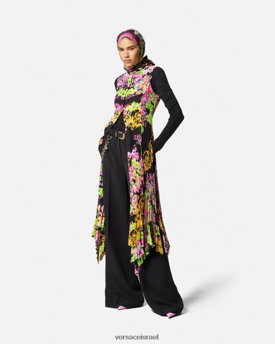 נשים Versace שחור & הדפס שמלת חולצת מידי סחלב לוגו הַלבָּשָׁה N8T269