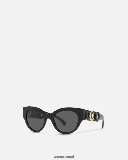 נשים Versace שָׁחוֹר משקפי שמש שרשרת מדוזה אביזרים N8T2703