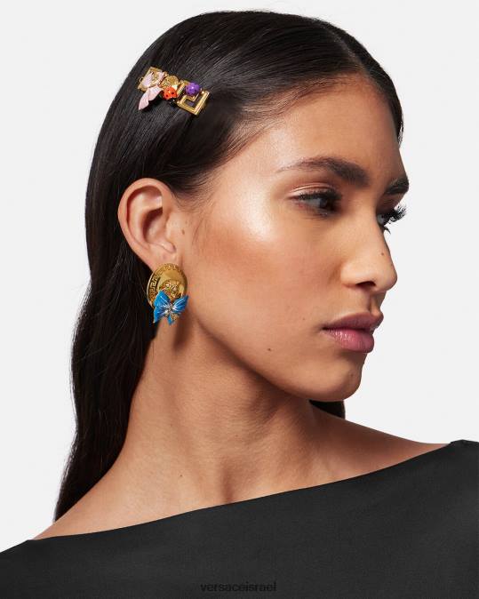 נשים Versace זהב סיכת שיער שמאלית מדוזה פרפר אביזרים N8T2719