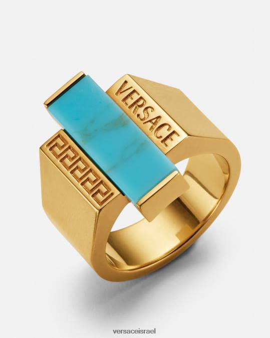 נשים Versace זהב וטורקיז טבעת אבן חן בצבע טורקיז גרקה אביזרים N8T2721