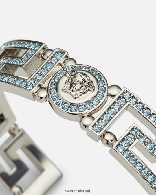 נשים Versace כחול בהיר ומתכתי צמיד שרוול קריסטל מדוזה גרקה אביזרים N8T2724
