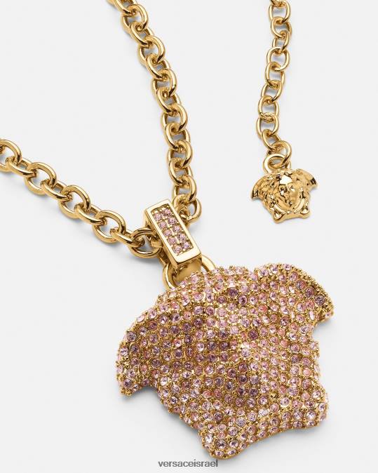 נשים Versace ורוד וזהב שרשרת קריסטל לה מדוזה אביזרים N8T2725