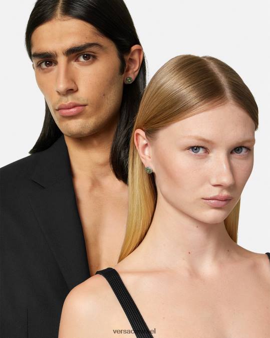 נשים Versace ירוק עגילי מדוזה צמודים באמייל אביזרים N8T2727