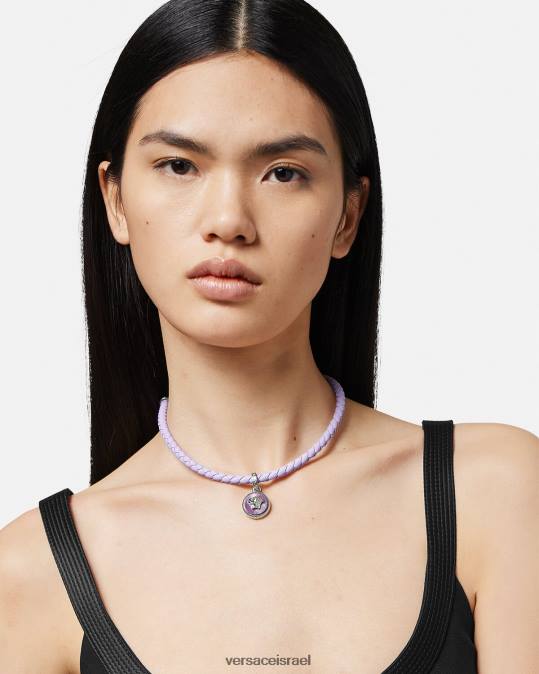 נשים Versace כחול בהיר שרשרת עור מדוזה ביגי אביזרים N8T2728