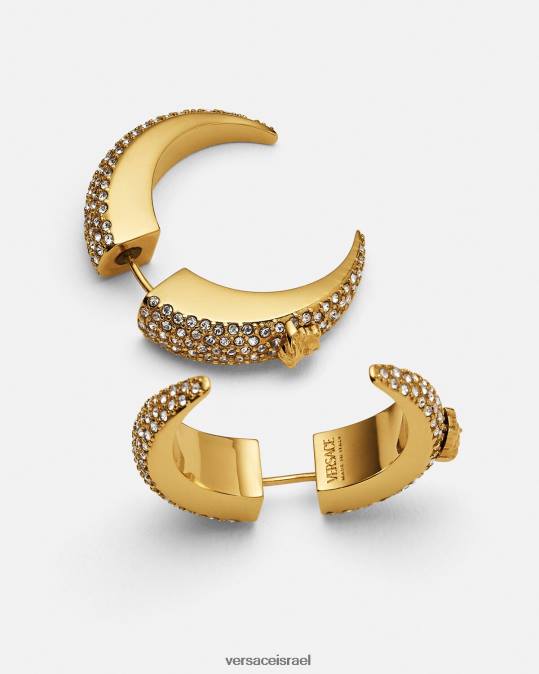 נשים Versace זהב עגילי ירח קריסטל גלקסיה אביזרים N8T2731