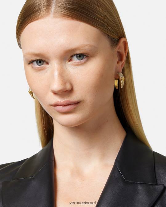 נשים Versace זהב עגילי ירח קריסטל גלקסיה אביזרים N8T2731