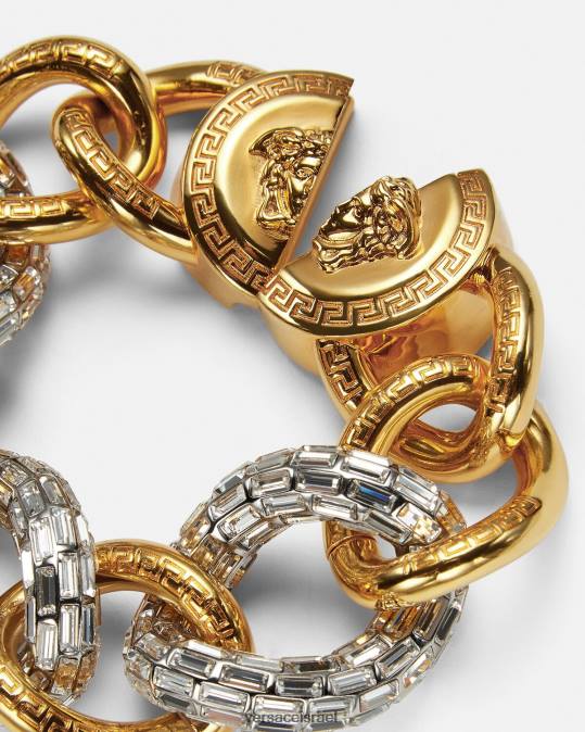 נשים Versace זהב צמיד שרשרת קריסטל אביזרים N8T2740